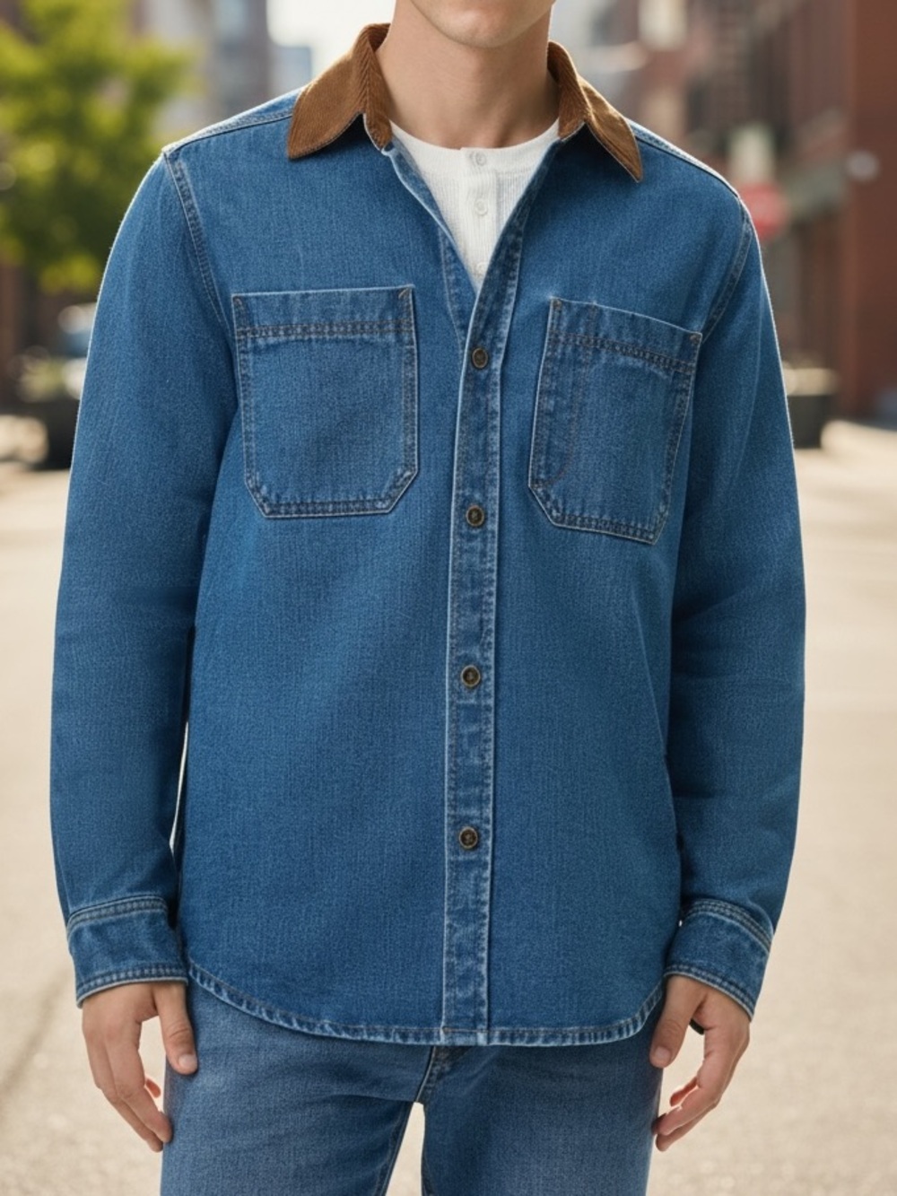 Frye Men’s Denim Barn Shacket XL Medium Wash New With Tags